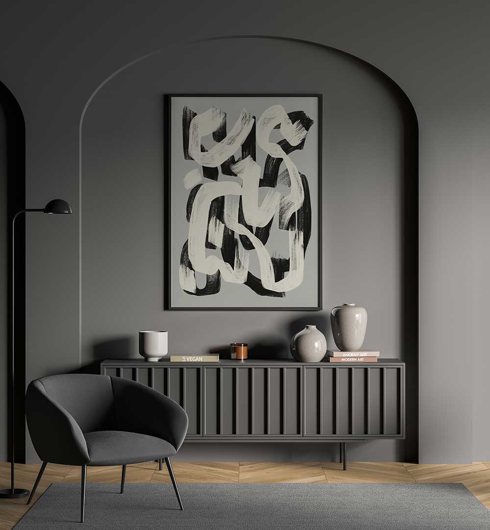 DRY BRUSH ABSTRACT IN BLACK AND WHITE , ABSTRACT PAINTINGS