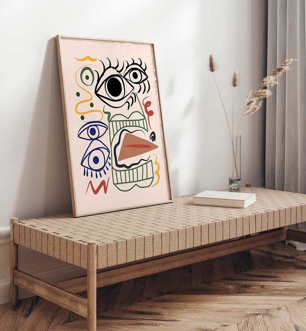 LINE ART BIZARRE TOTEM , LINE ART PAINTINGS