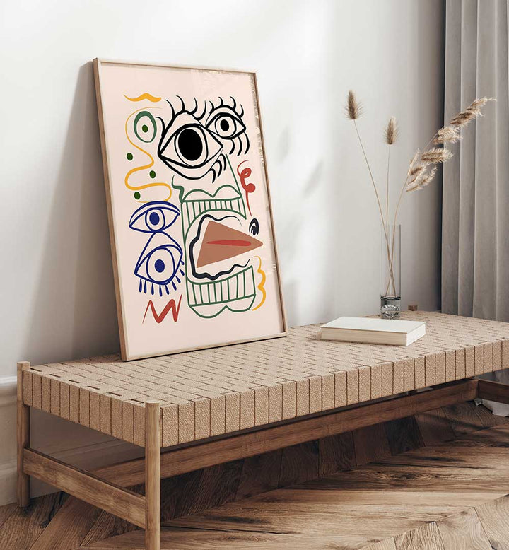 LINE ART BIZARRE TOTEM , LINE ART PAINTINGS