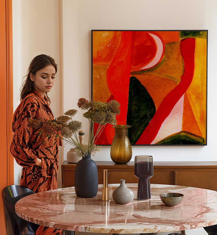 REDS AND GOLDEN ABSTRACT , ABSTRACT PAINTINGS