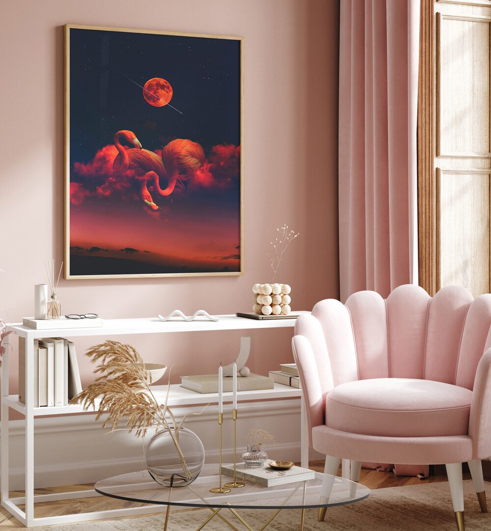 Vibrant RED FLAMINGOS, ANIMAL PAINTINGS elevate your decor with stunning beauty and rich hues for a captivating focal point.
