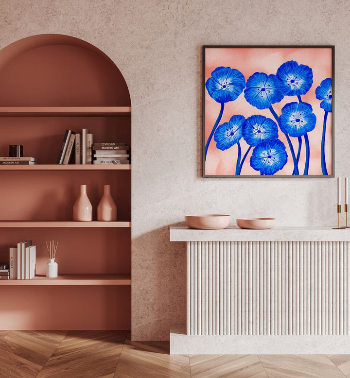 INDIGO BLOOMS , FLORAL FLOWER PAINTINGS