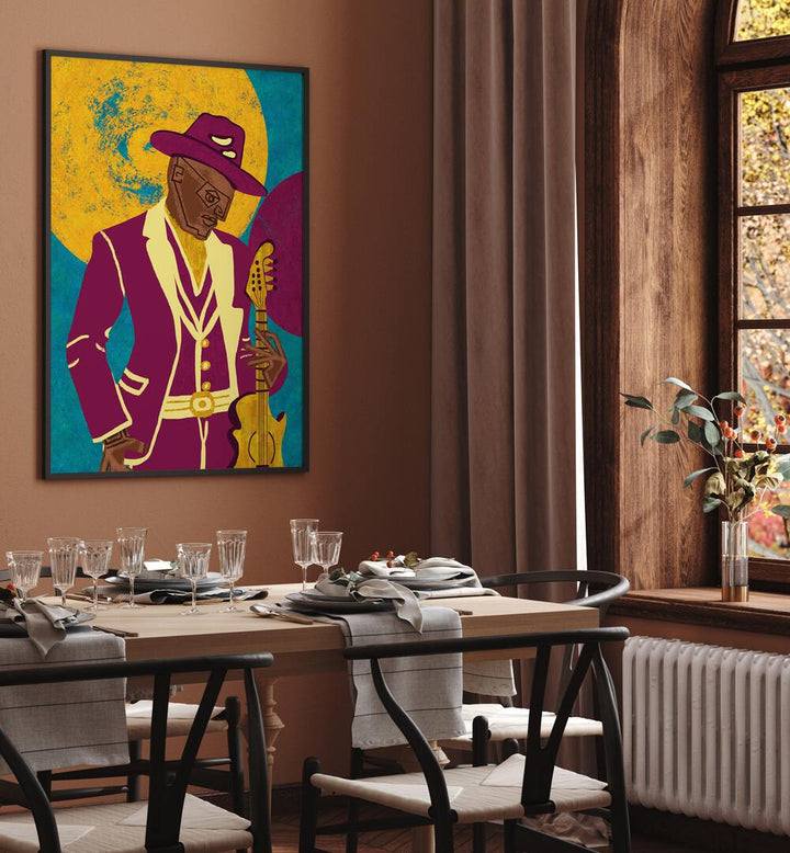 Colorful artwork of MUSICIAN GUY III, perfect for movie posters and ideal for music lovers' decor.