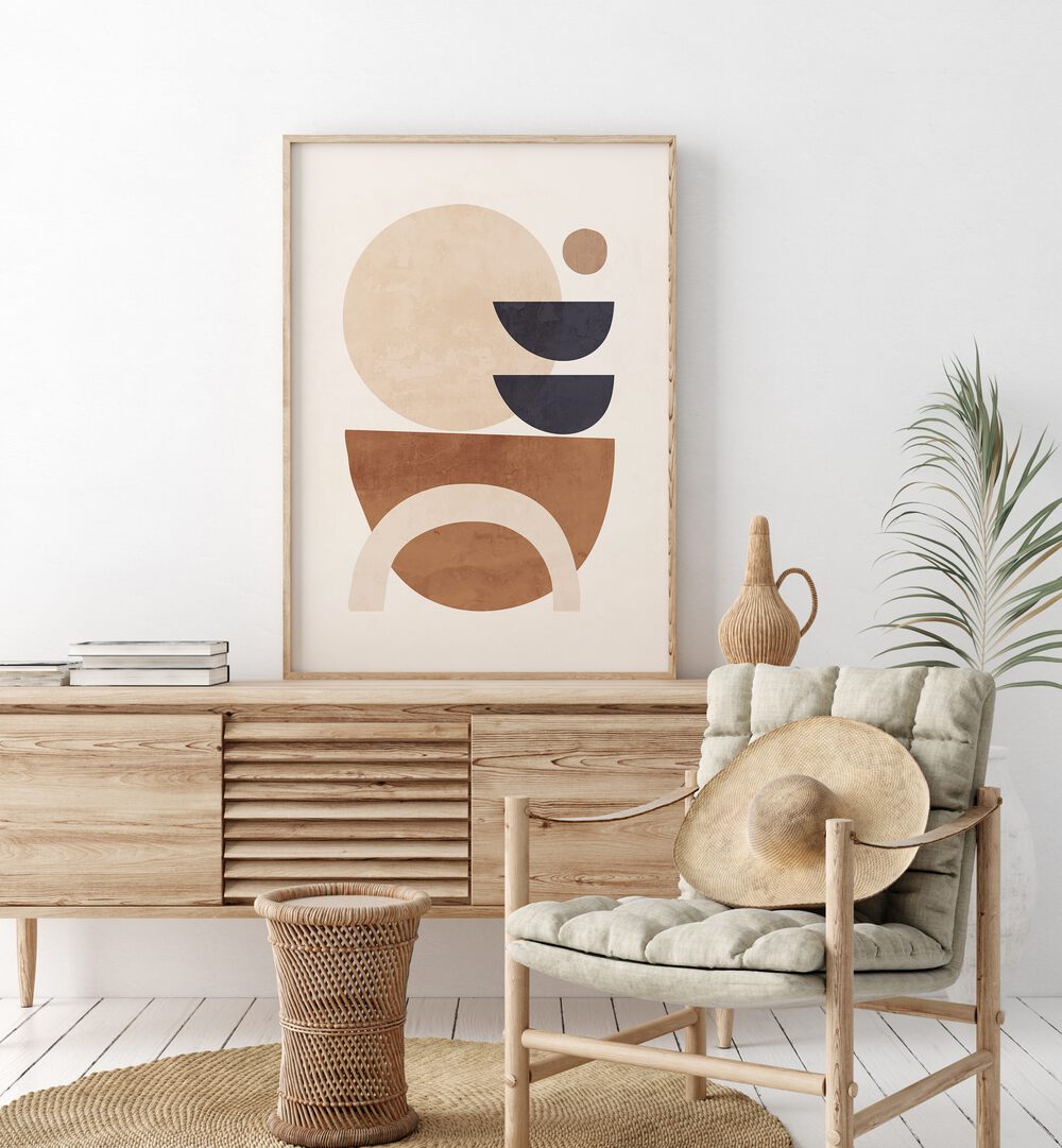 Stylish room featuring ABSTRACT MINIMAL SHAPES, GEOMETRIC ART PRINTS that enhance modern decor with elegance.