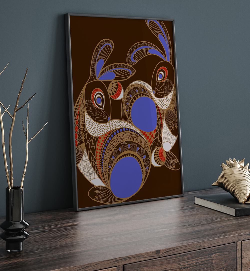 Vibrant EARTHEN BUNNIES showcased in stunning ANIMAL PAINTINGS, perfect for elevating your home decor.