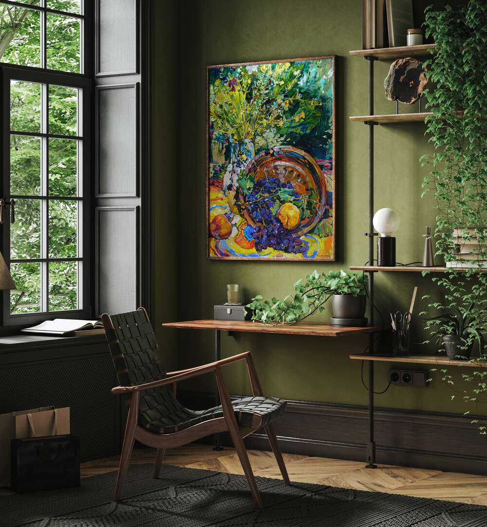 GRAPES AND PEACHES , FLORAL FLOWER PAINTINGS