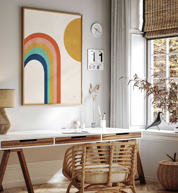 RETRO RAINBOW SUN , BOHO ART PAINTINGS