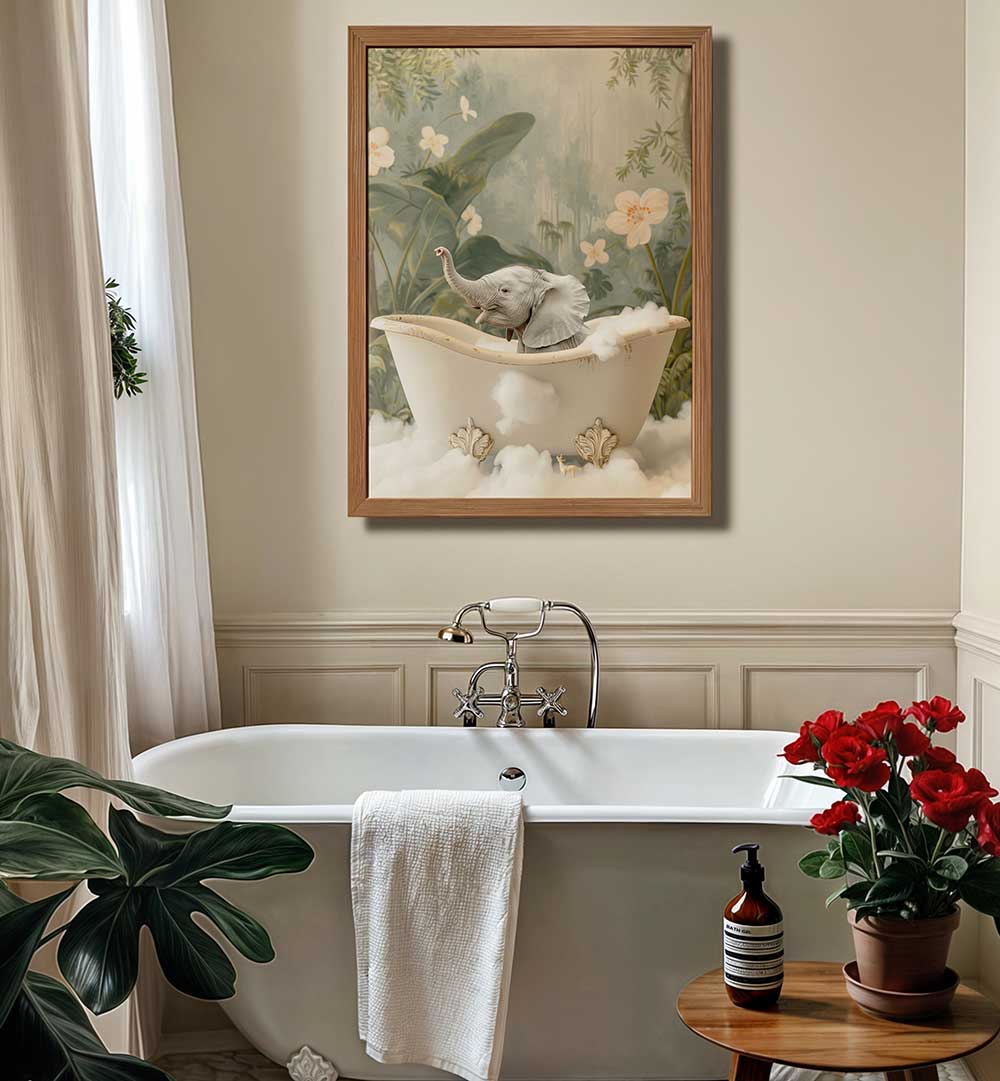ELEPHANT BATH JOY , BATHROOM ART PRINTS