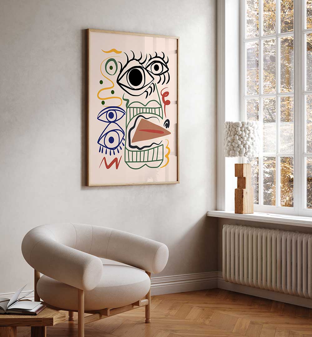 LINE ART BIZARRE TOTEM , LINE ART PAINTINGS