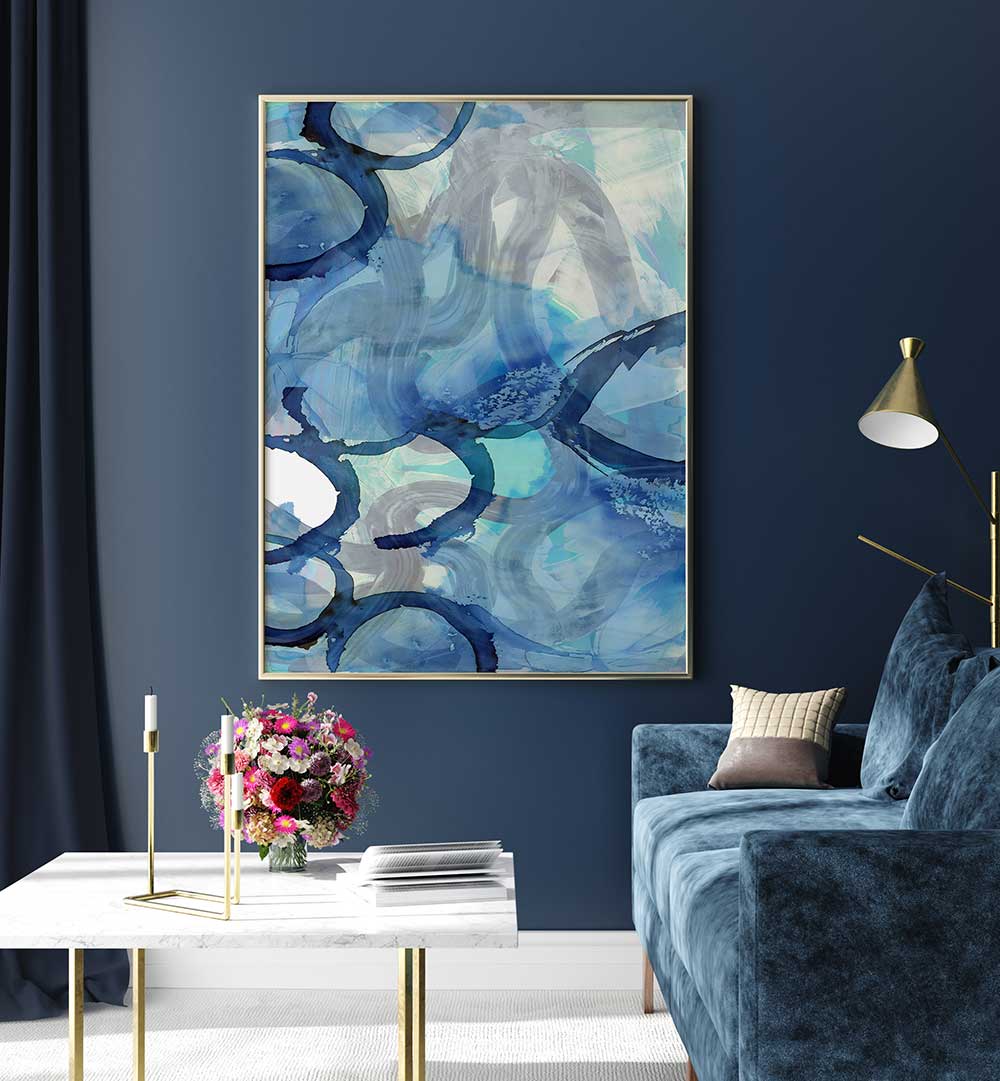 Captivating BLUE ABSTRACT SWIRLS 2, ABSTRACT PAINTINGS, transforming your space with vibrant hues and dynamic forms.