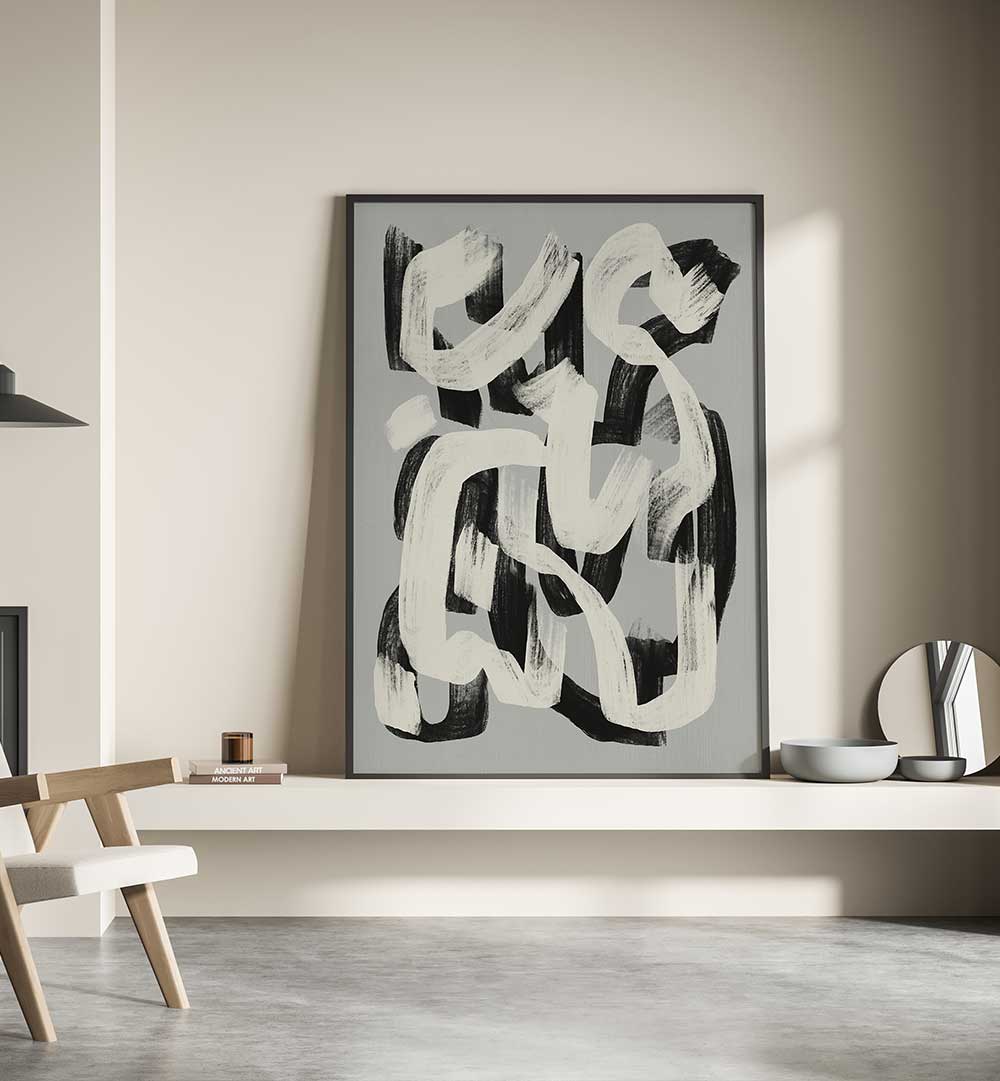 DRY BRUSH ABSTRACT IN BLACK AND WHITE , ABSTRACT PAINTINGS