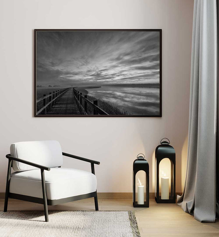 WOODEN FOOTBRIDGE DARK , PHOTOGRAPHY PRINTS