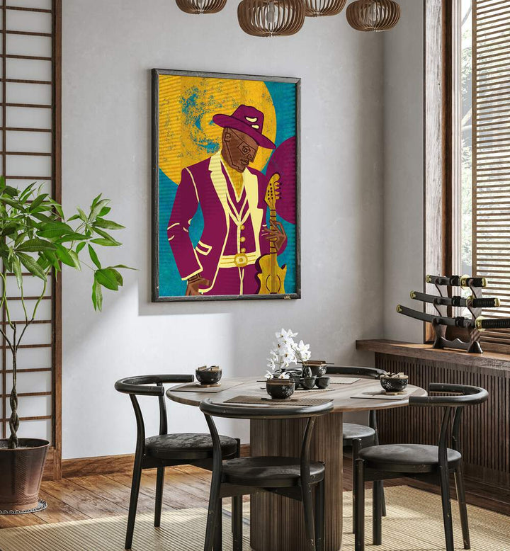 Colorful MUSICIAN GUY III, MOVIE POSTERS artwork enhances any music lover's space, perfect for artists and performers.