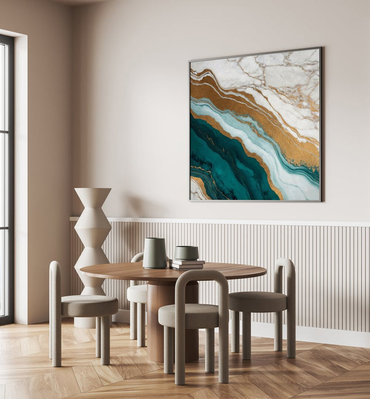 Elegant GOLDEN VEIN WAVES, ABSTRACT PAINTINGS enhance modern decor with stunning flowing water-inspired design.