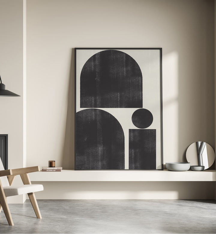 Elegant display of SHAPE STUDY I, GEOMETRIC ART PRINTS by The Miuus Studio, showcasing modern geometric art.