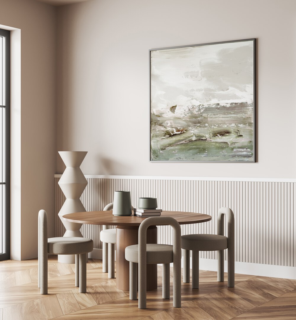 Stylish interior featuring TERRAIN, ABSTRACT PAINTINGS, enhancing contemporary decor with artistic elegance.