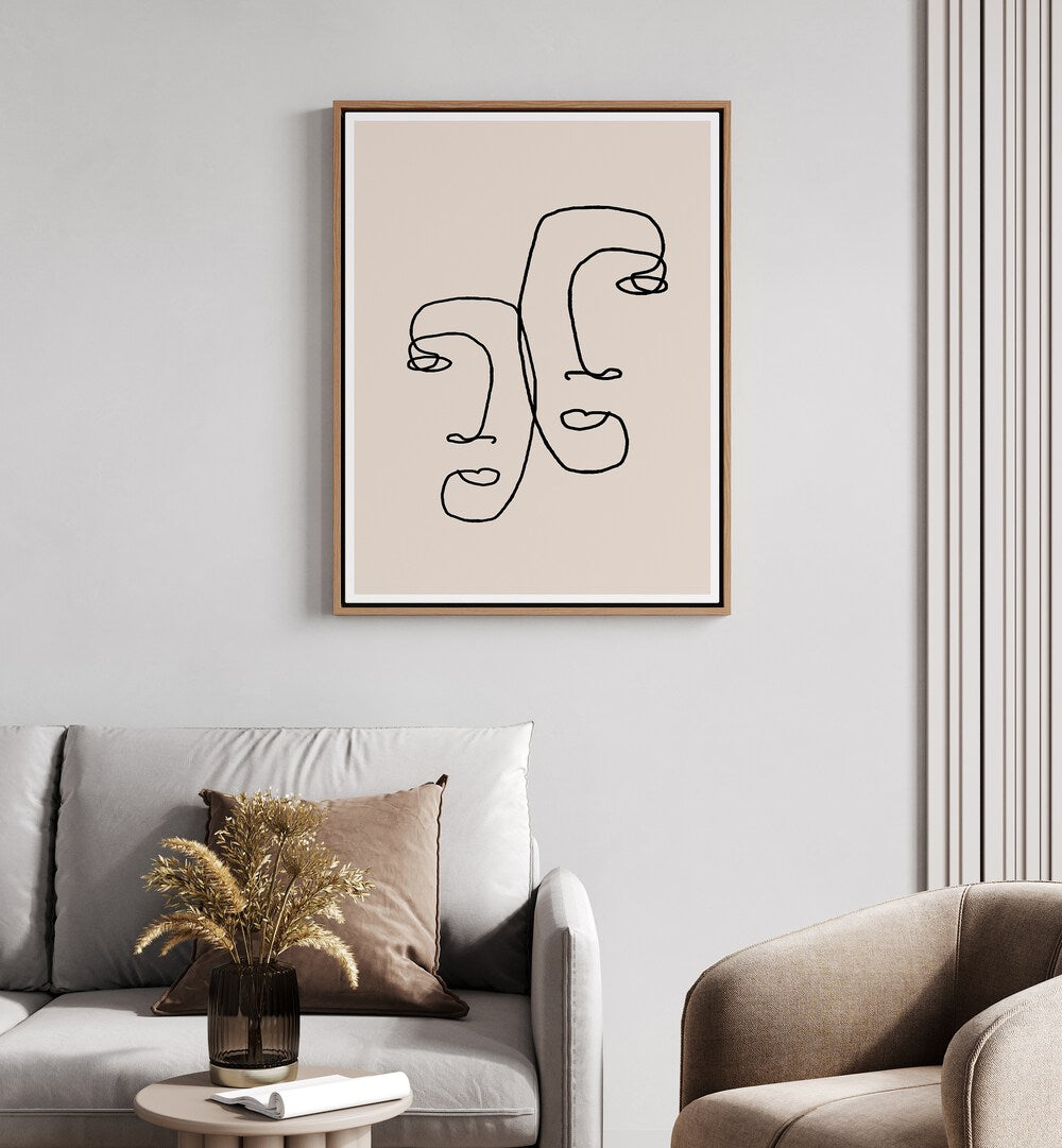 Minimalist I LOOK OVER AT YOU, LINE ART PAINTINGS adding charm to your space, perfect for enhancing human connection.
