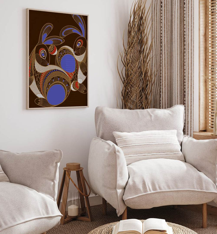 Enchanting EARTHEN BUNNIES art piece, part of our stunning ANIMAL PAINTINGS collection, perfect for any nature lover's space.