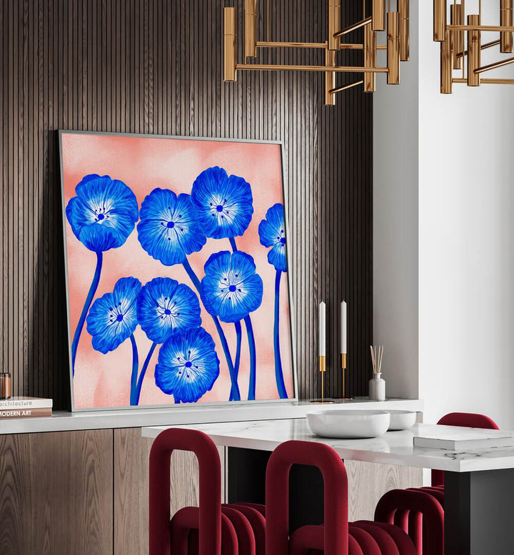 INDIGO BLOOMS , FLORAL FLOWER PAINTINGS