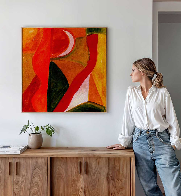 REDS AND GOLDEN ABSTRACT , ABSTRACT PAINTINGS