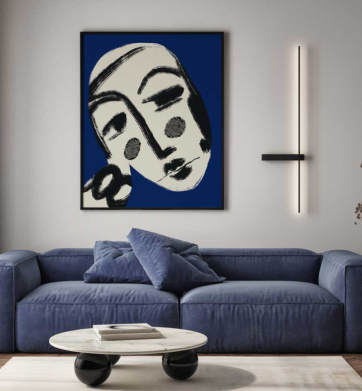 RESTING PORTRAIT IN BLUE , PORTRAITS & FIGURATIVE ILLUSTRATIONS