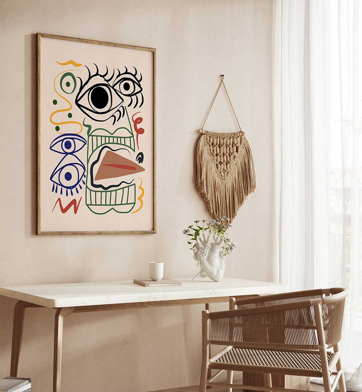 LINE ART BIZARRE TOTEM , LINE ART PAINTINGS