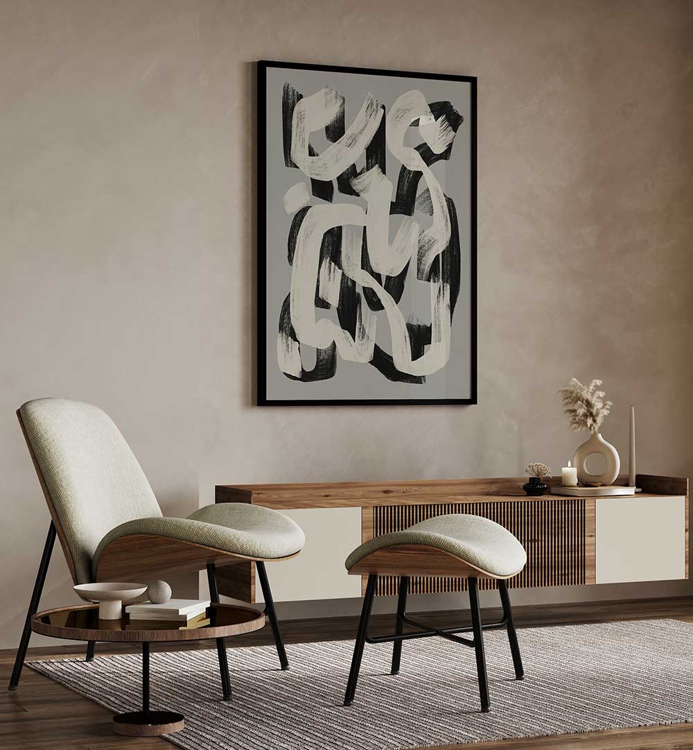 DRY BRUSH ABSTRACT IN BLACK AND WHITE , ABSTRACT PAINTINGS