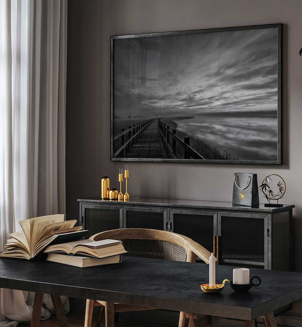 WOODEN FOOTBRIDGE DARK , PHOTOGRAPHY PRINTS