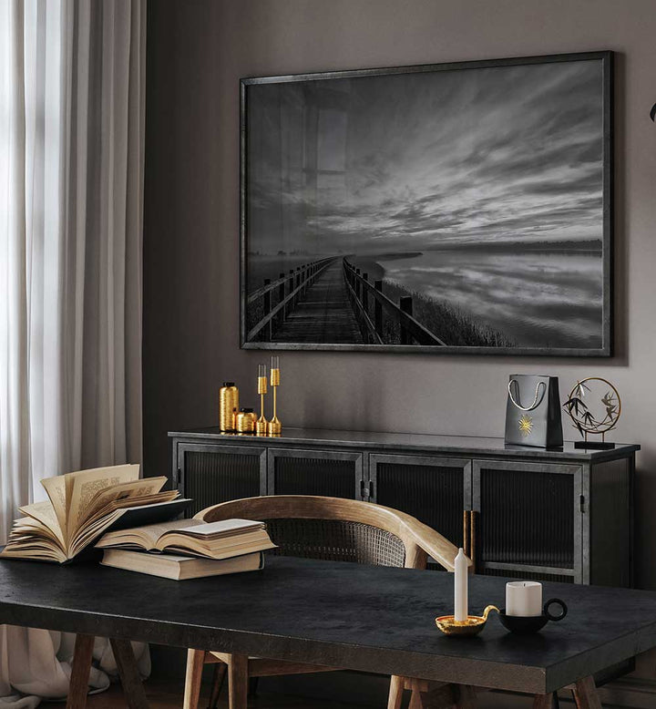 WOODEN FOOTBRIDGE DARK , PHOTOGRAPHY PRINTS