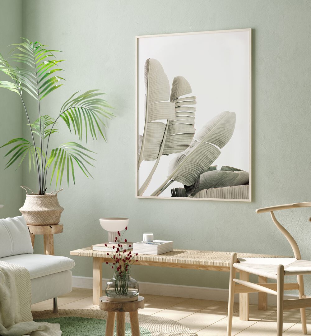 Elegant decor featuring BANANA LEAF II , FLORAL FLOWER PAINTINGS, enhancing any modern living space beautifully.