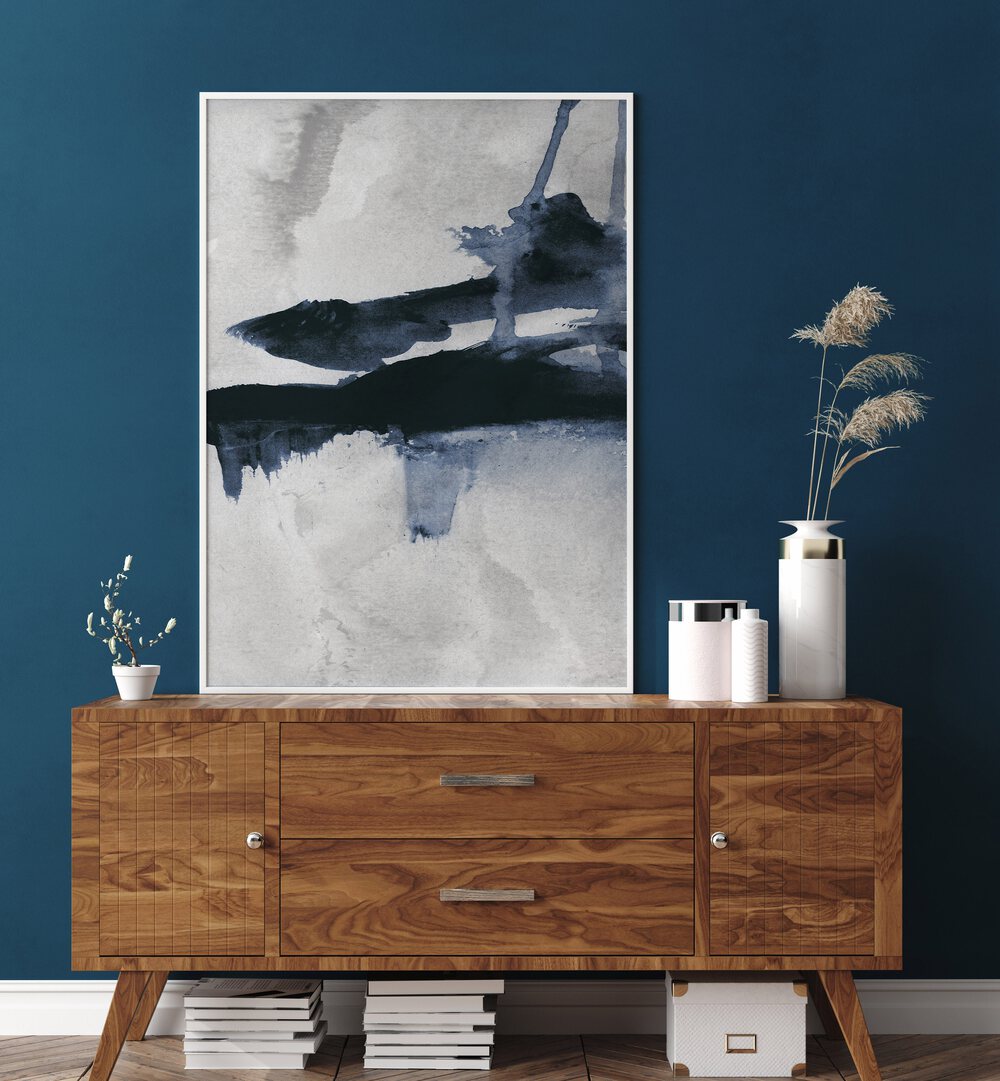 Stylish BLUE, ABSTRACT PAINTINGS enhance modern decor, adding tranquility and elegance to your living space.