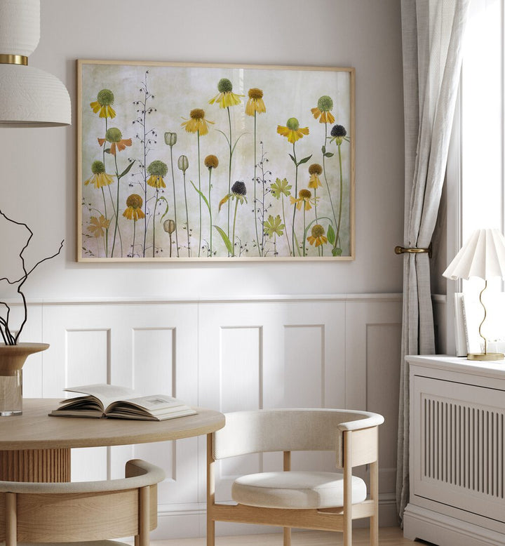 Brighten your space with HELENIUM, FLORAL FLOWER PAINTINGS, showcasing elegant blooms in a modern decor setting.