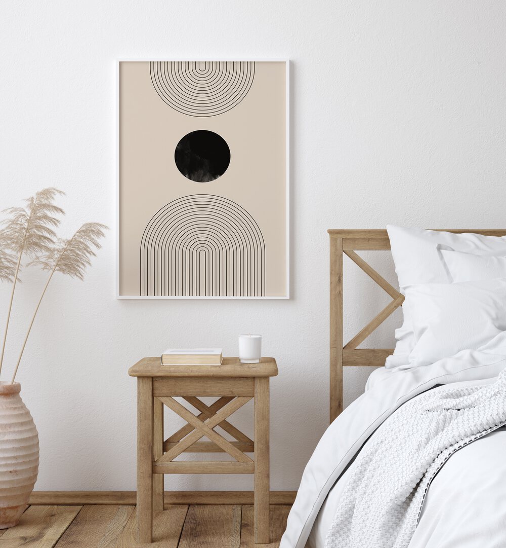 Elegant BLACK ARCH LINE ART II, GEOMETRIC ART PRINTS enhancing modern decor with sophisticated design elements.