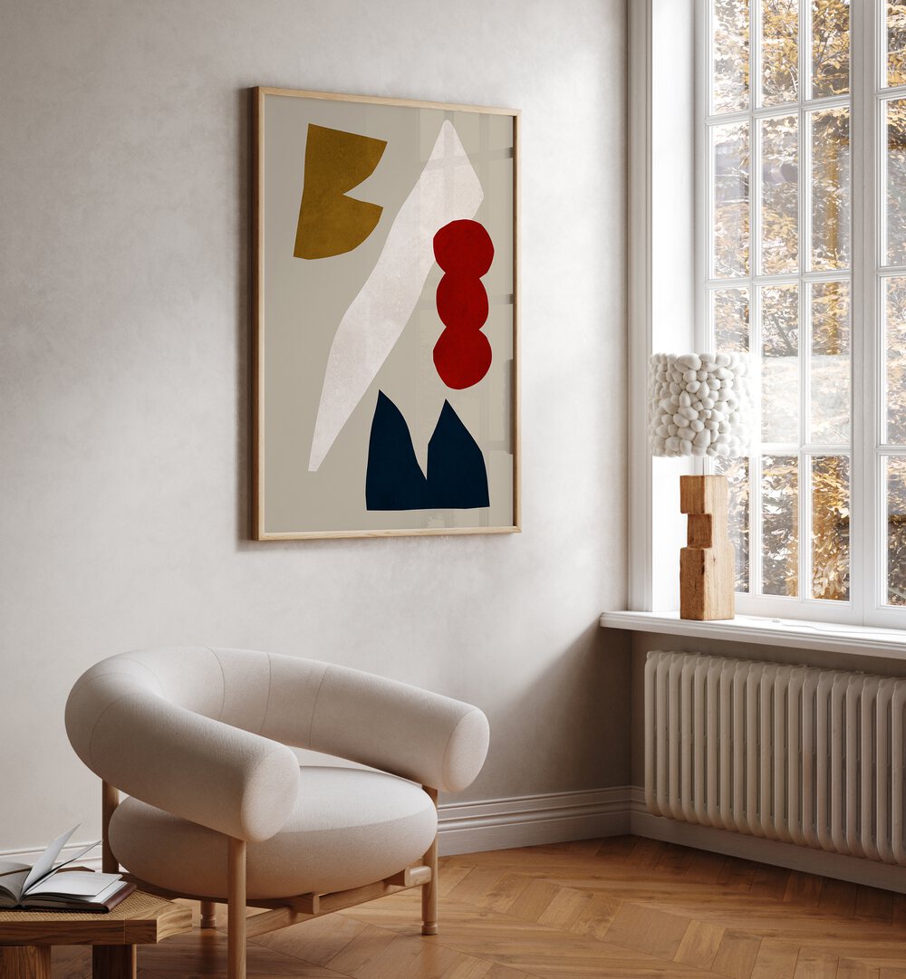 Stylish room featuring EXPRESSIVE V, GEOMETRIC ART PRINTS, showcasing bold shapes and colors for creative inspiration.