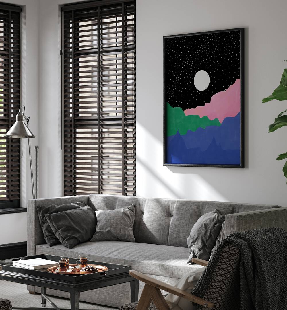 Stunning MOON, LANDSCAPE PAINTINGS by Elena Ristova enhance modern interiors with enchanting moonlit scenes.