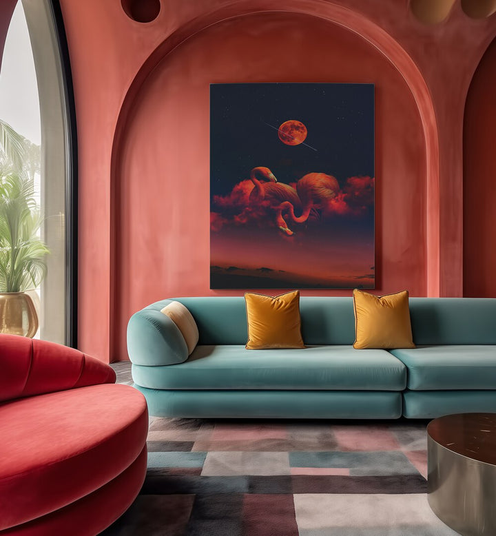 Stunning RED FLAMINGOS, ANIMAL PAINTINGS add vibrant charm to your decor, creating a captivating focal point.