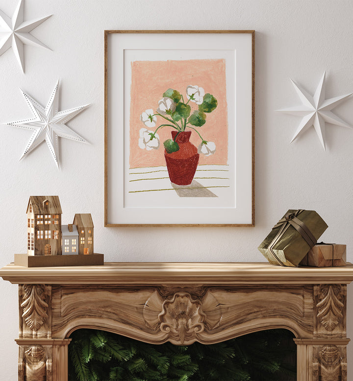 CLAY VASE I , FLORAL FLOWER PAINTINGS