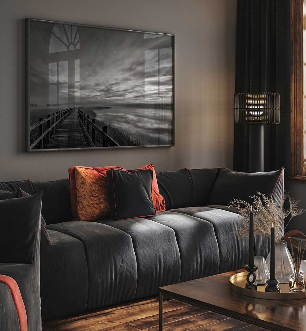 WOODEN FOOTBRIDGE DARK , PHOTOGRAPHY PRINTS