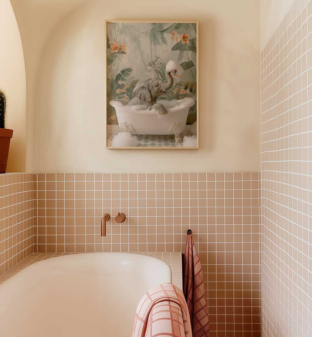 ELEPHANT BUBBLE BLISS , BATHROOM ART PRINTS