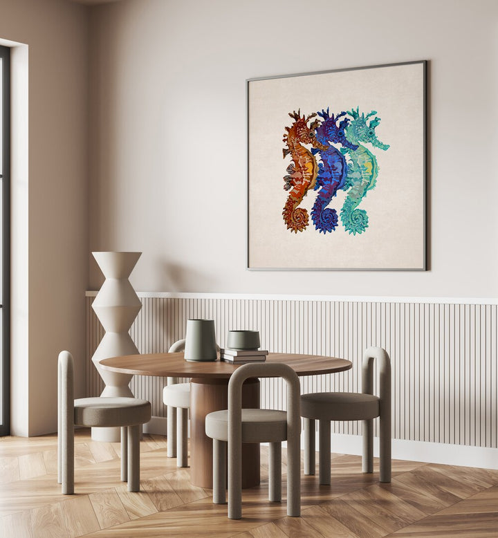 Colorful DENIZATLARI, BEACH PAINTINGS by Emel Tunaboylu enhance modern decor with artistic flair and premium quality.