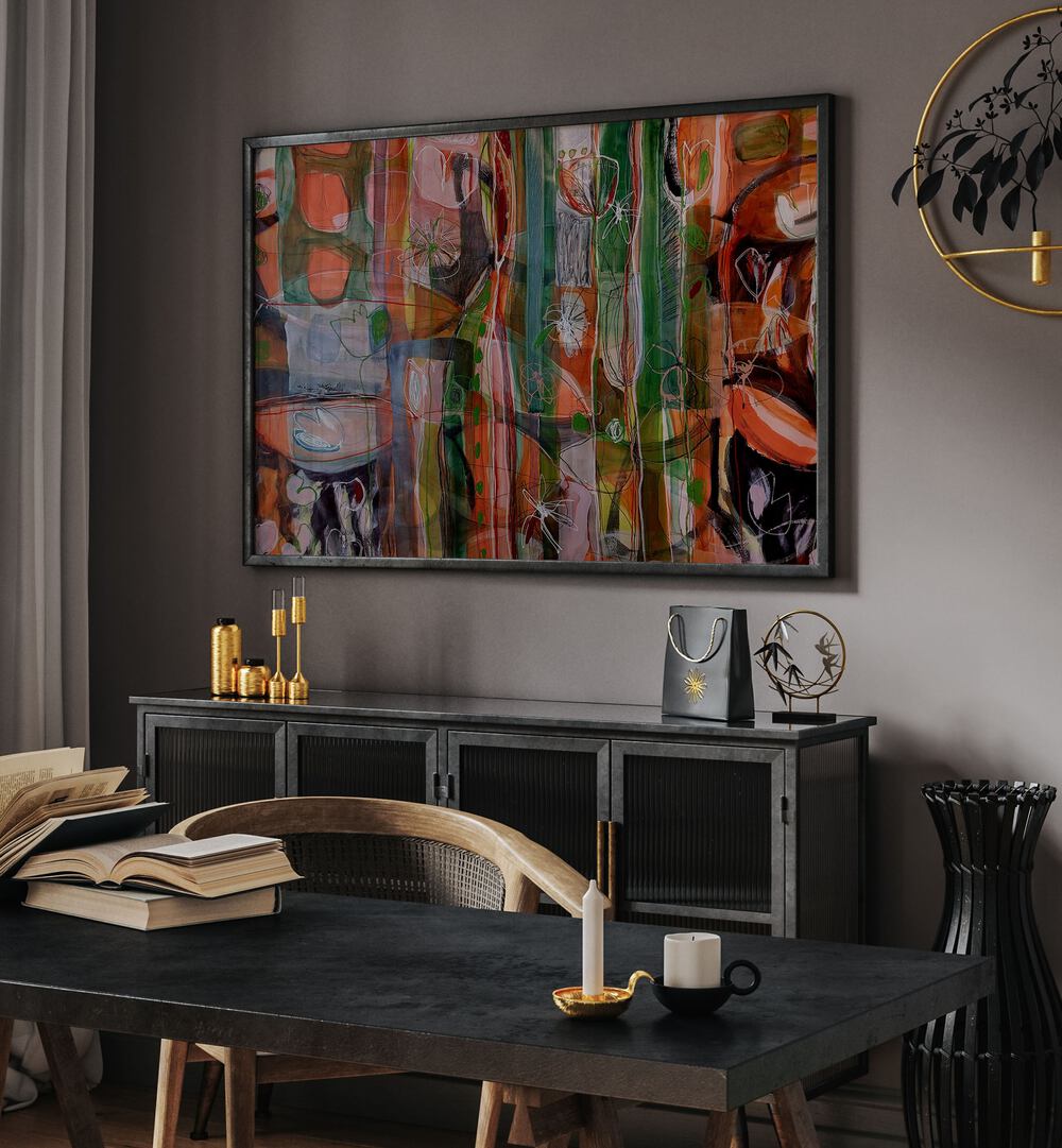 Vibrant JARDIN TROPICAL I, ABSTRACT PAINTINGS, enhances modern decor with its stunning earth tones and bold design.