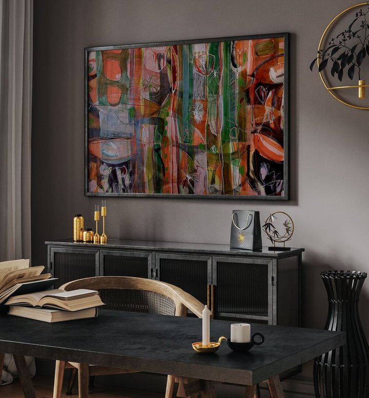 Vibrant JARDIN TROPICAL I, ABSTRACT PAINTINGS, enhances modern decor with its stunning earth tones and bold design.
