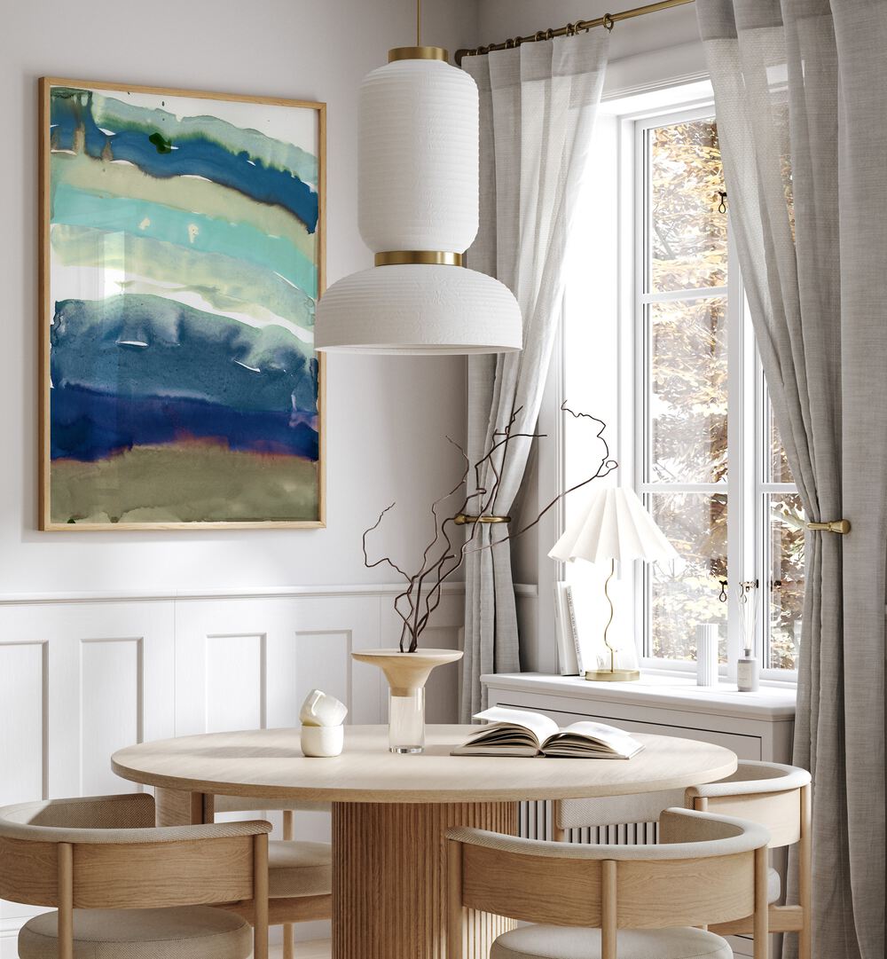 Stylish interior featuring THE LAYERS OF THE EARTH, ABSTRACT PAINTINGS, enhancing the space with geological beauty.