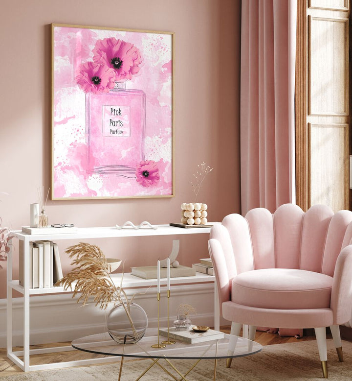 Elegant decor featuring PINK PARIS PARFUM, FASHION POSTERS, beautifully complementing a chic interior setting.