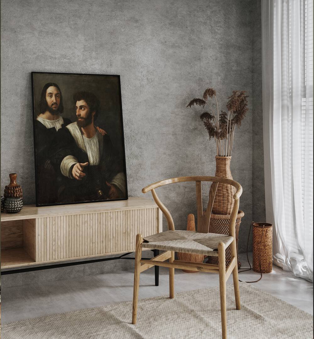 PORTRAIT DE L'ARTISTE AVEC UN AMI  , VINTAGE PAINTINGS
