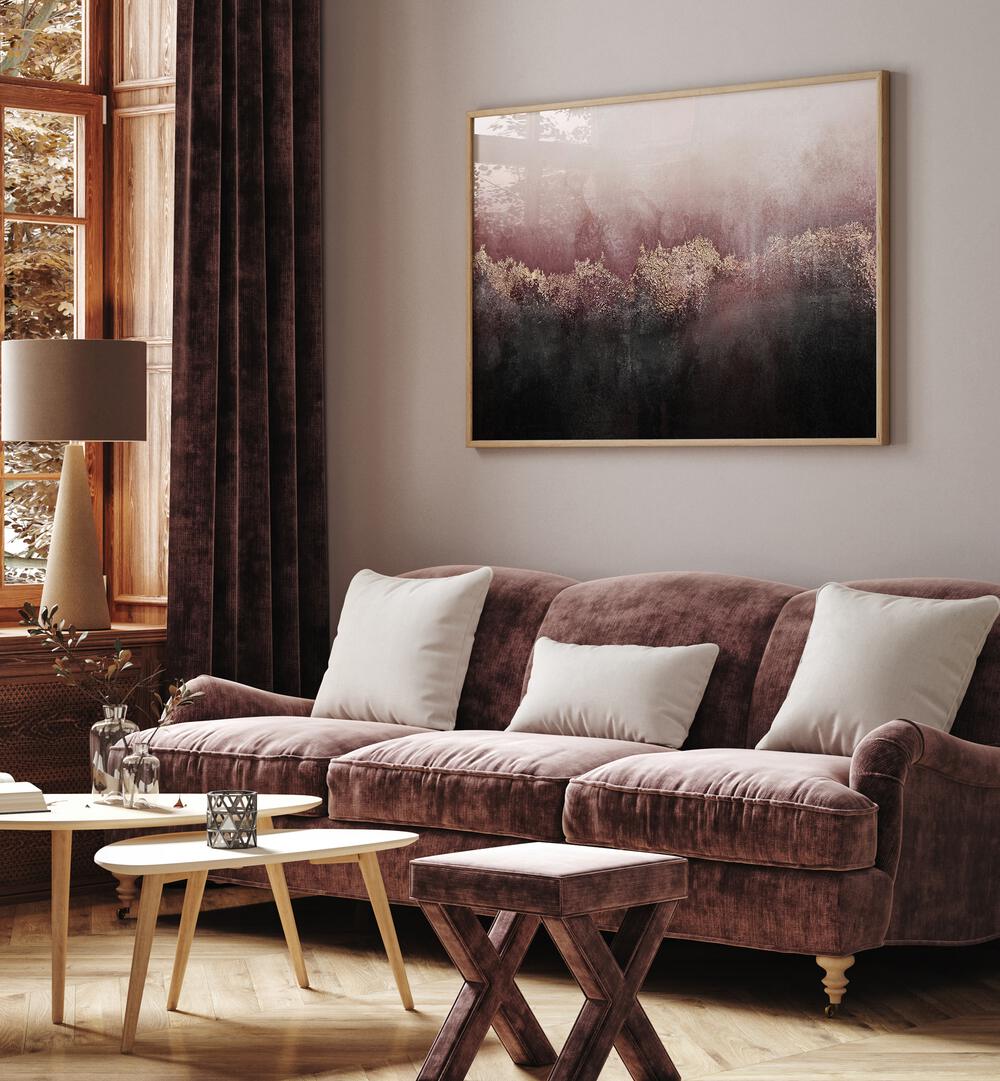 Stylish living room featuring the PINK SKY, ABSTRACT PAINTINGS, adding elegance and sophistication to your decor.