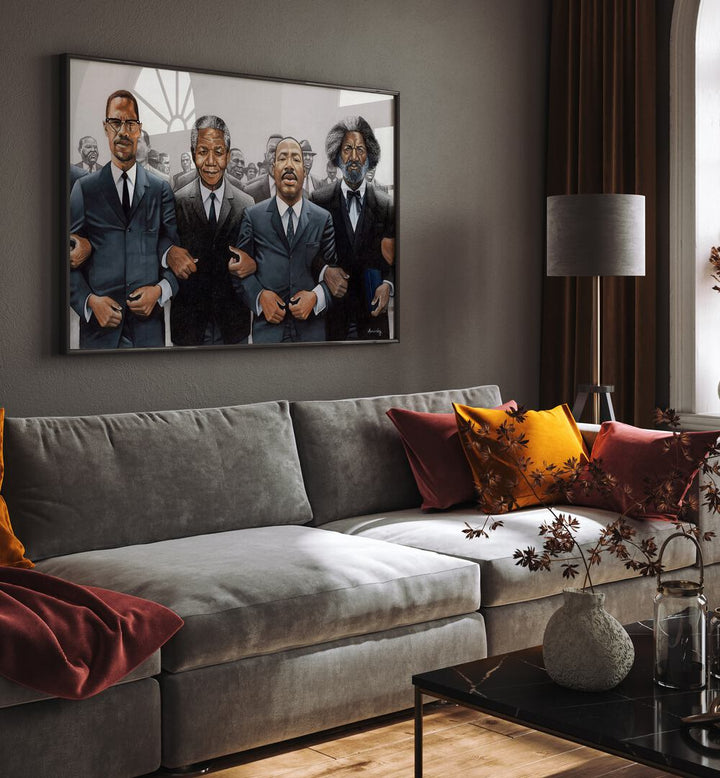 Strength in Numbers, African art paintings showcasing influential figures, perfect for enhancing your space.