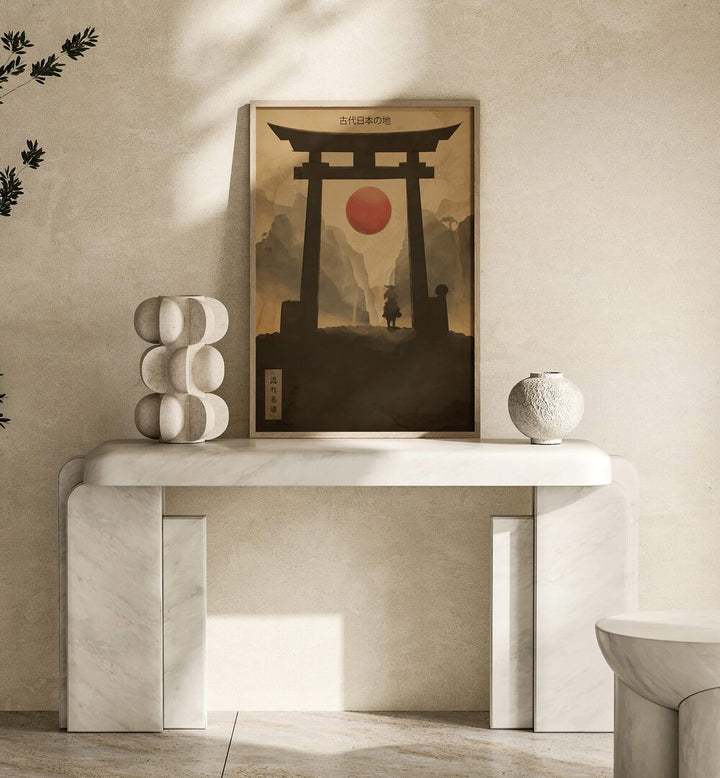 Elegant FLOWING PATH, JAPANESE PAINTINGS displayed in a serene setting, enhancing your home with tranquility and style.