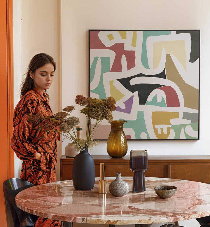 COLORFUL GEOMETRIC PATTERNS , ABSTRACT PAINTINGS