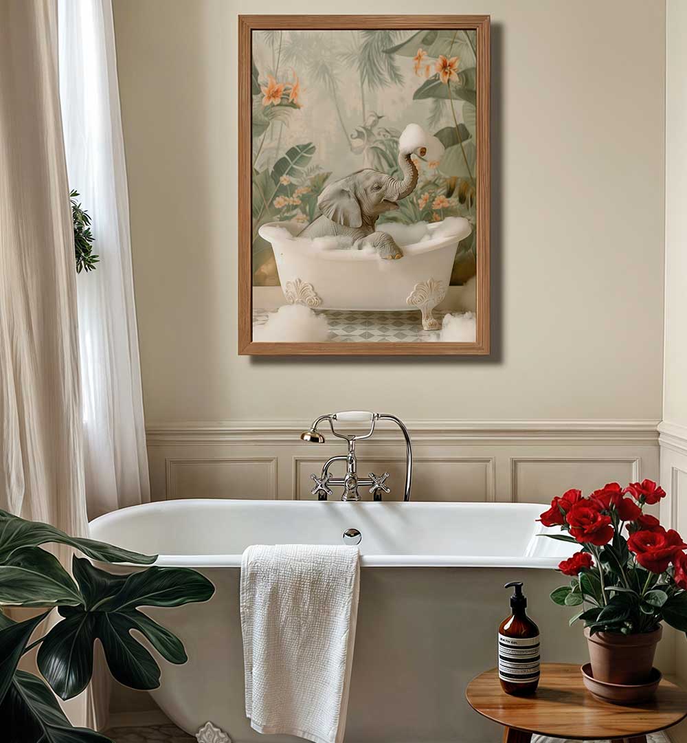 ELEPHANT BUBBLE BLISS , BATHROOM ART PRINTS